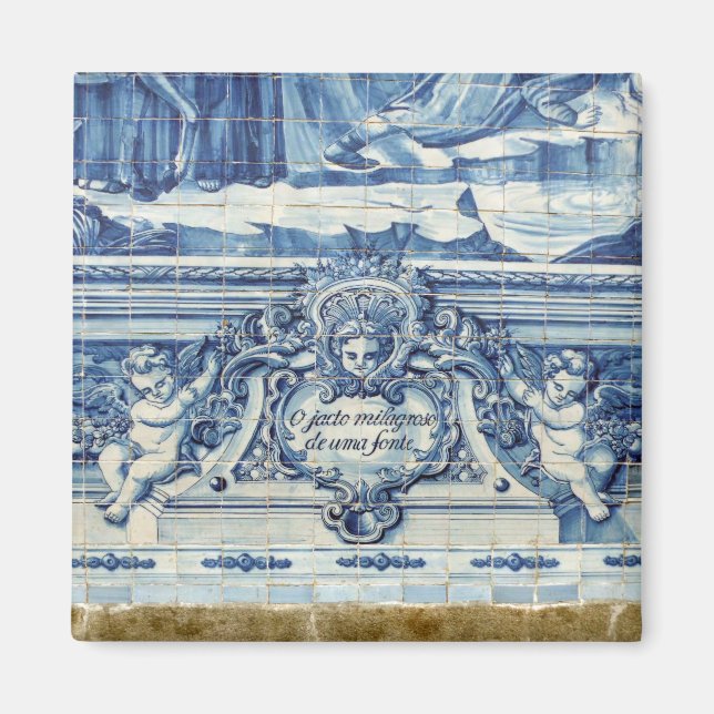 Portugiesische blau-weiße Wandfliesen mit Engeln Magnet (Vorne)
