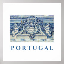Portugiesische blau-weiße Wandfliesen mit Engeln