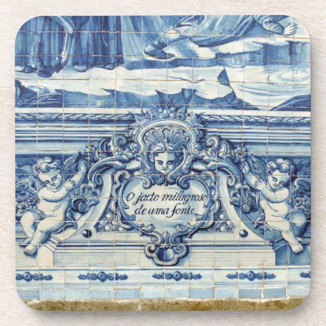 Portugiesische blau-weiße Wandfliesen mit Engeln Untersetzer (Vorderseite)