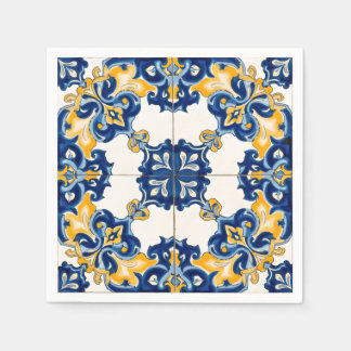 Portugiesische Blaue Azulejo-Papierservietten Serviette