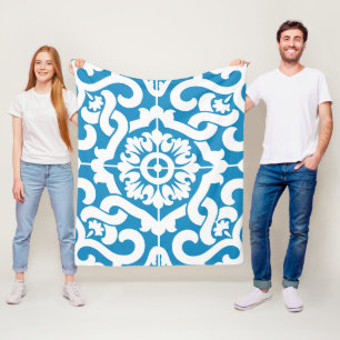 Portugiesische blaue Fliesen 1 Fleecedecke