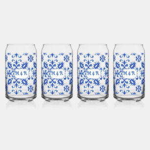 Portugiesische Blaue Fliesen-Monogramm  Dosenglas