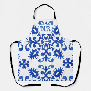 Portugiesische blaue Fliesenmonogramm Schürze