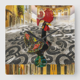 Portugiesische Designs Acryl Wall Art Quadratische Wanduhr