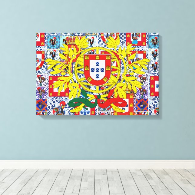 Portugiesische Designs Stretched Canvas Print Leinwanddruck (Insitu (Holzboden))