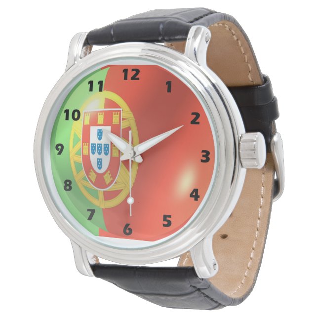 Portugiesische Flagge Armbanduhr (Schrägansicht)