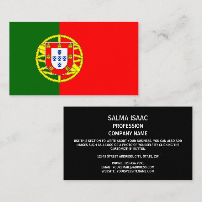 Portugiesische Flagge, Flagge Portugals Visitenkarte (Vorne/Hinten)