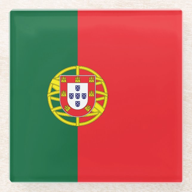 portugiesische Flagge Glasuntersetzer (Vorderseite)