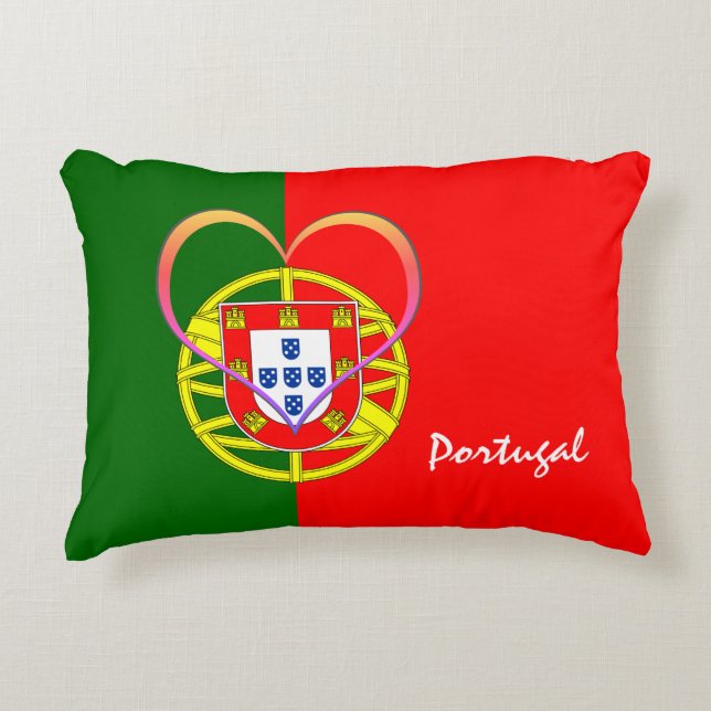 Portugiesische Flagge & Herz - Portugal/Sportfans Dekokissen (Vorderseite)