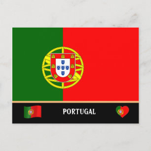 Portugiesische Flagge & Landreise / Portugal Postkarte