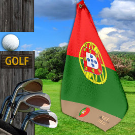 Portugiesische Flagge & Portugal mit Monogramm Gol Golfhandtuch