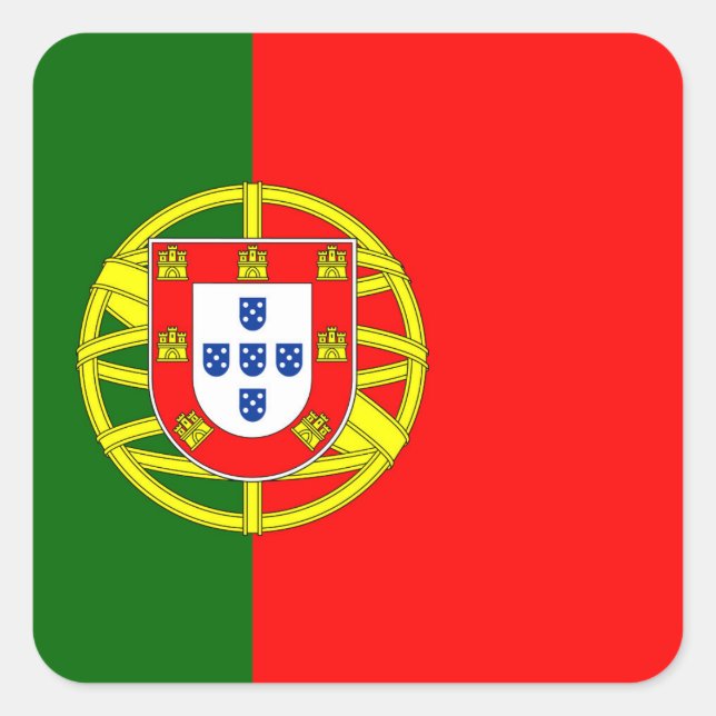 portugiesische Flagge Quadratischer Aufkleber (Vorderseite)