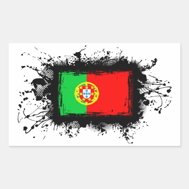 portugiesische Flagge Rechteckiger Aufkleber (Vorderseite)