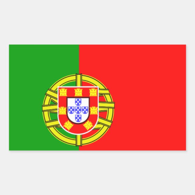 Portugiesische Flagge Rechteckiger Aufkleber (Vorderseite)