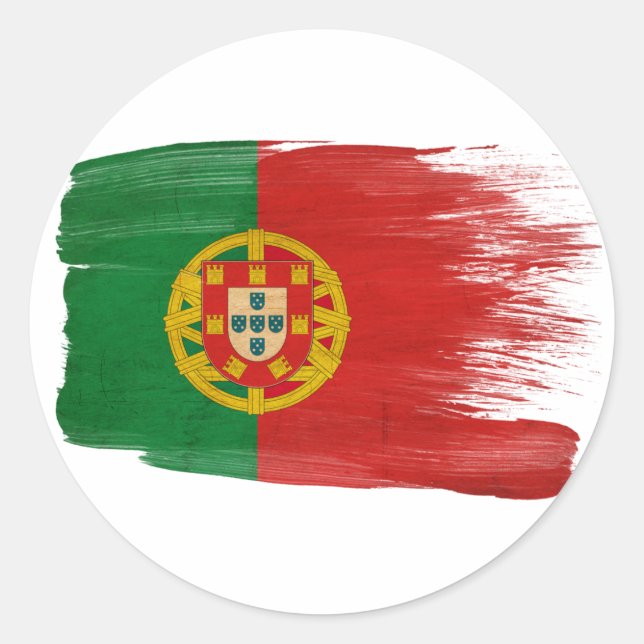 portugiesische Flagge Runder Aufkleber (Vorderseite)