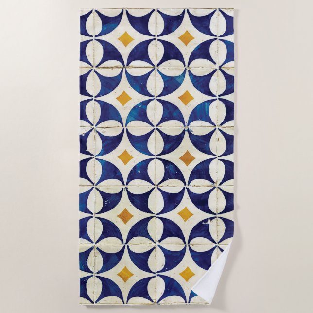 Portugiesische Flies - Azulejo-Muster Strandtuch (Vorderseite)