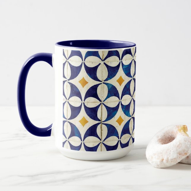 Portugiesische Flies - Azulejo-Muster Tasse (Mit Donut)
