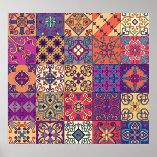 Portugiesische Flies Talavera Style Muster Poster