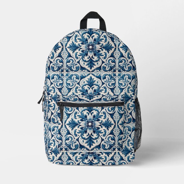Portugiesische Fliese Bedruckter Rucksack (Vorderseite)