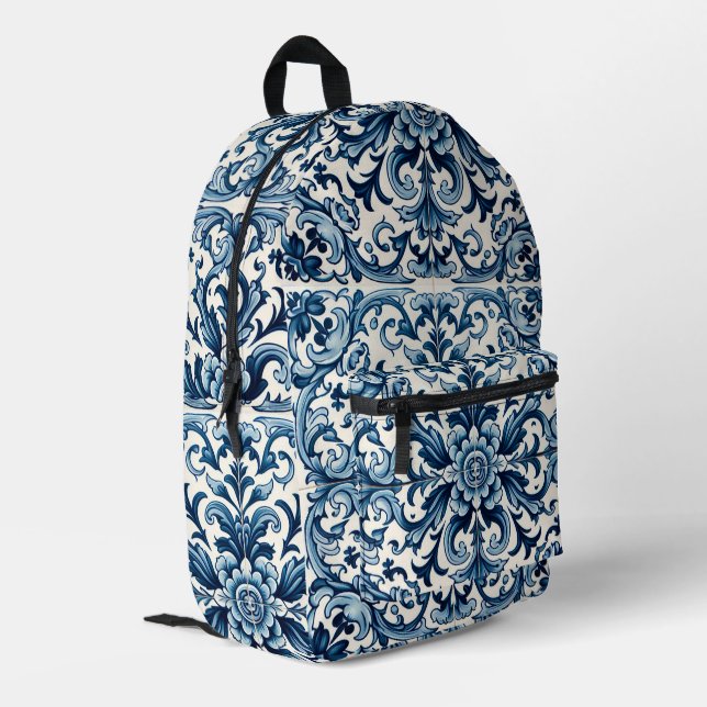 Portugiesische Fliese Bedruckter Rucksack (Rückseitige Ecke links)