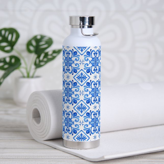 Portugiesische Fliese Trinkflasche (Yoga)