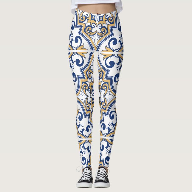 Portugiesische Fliesen 1 Leggings (Vorderseite)