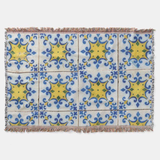 Portugiesische Fliesen - Azulejo Blau- und Gelbmus Decke (Vorderseite)