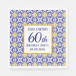 Portugiesische Fliesen Blau 60. Geburtstag Mittelm Serviette