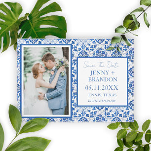 Portugiesische Fliesen Blau Weiße Foto Hochzeit Save The Date