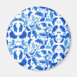 Portugiesische Fliesen Blaue Blumen und Blätter Magnet