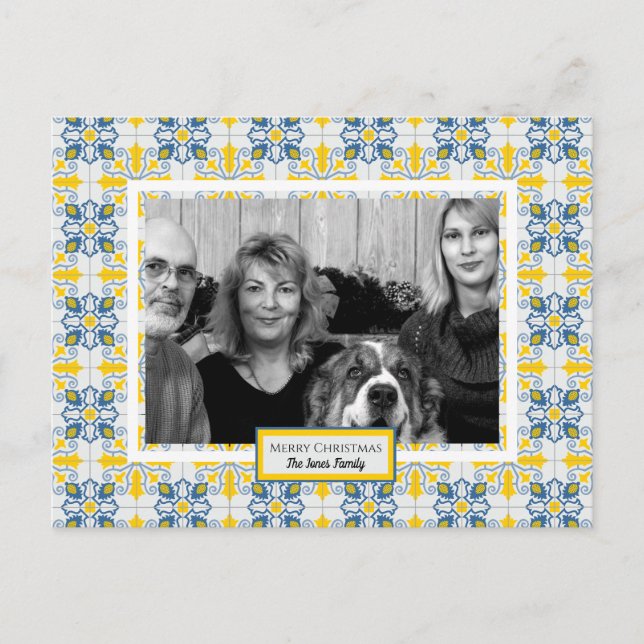 Portugiesische Fliesen Foto Rahmen Weihnachtskarte Postkarte (Vorderseite)