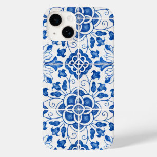 Portugiesische Fliesen Mittelmeer Blau Blumenmuste Case-Mate iPhone 14 Hülle