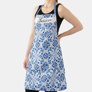 Portugiesische Fliesen Mittelmeer Blau Floral Schürze