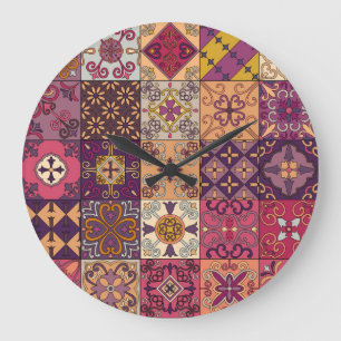 Portugiesische Fliesen: Talavera Stil Muster. Große Wanduhr