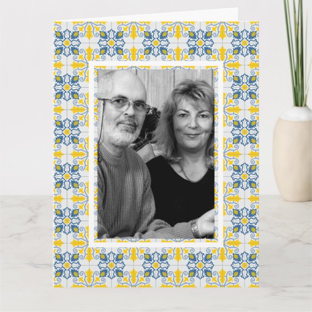 Portugiesische Fliesenfamilie Foto Rahmen Weihnach Karte (Vorderseite)