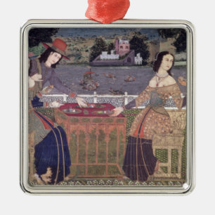 Portugiesische Frauen, die eine Mahlzeit, Goa Ornament Aus Metall