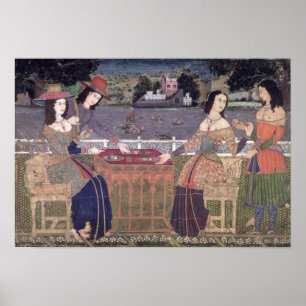 Portugiesische Frauen, die eine Mahlzeit, Goa Poster