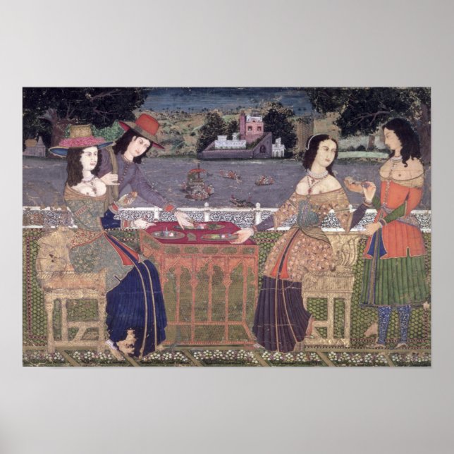 Portugiesische Frauen essen eine Mahlzeit, Goa Poster (Vorne)