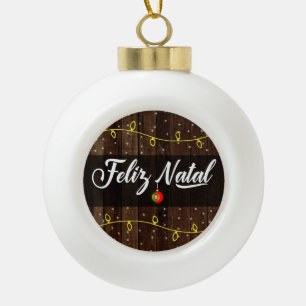 Portugiesische frohe Weihnachten, Feliz Geburts- Keramik Kugel-Ornament