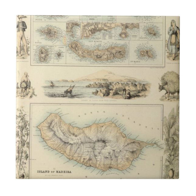 Portugiesische Inseln im Atlantik Fliese (Vorderseite)
