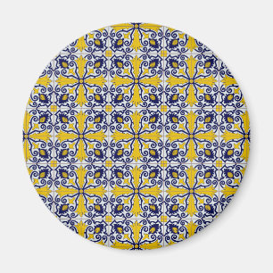 Portugiesische Kacheln in blau und gelb für Weihn Magnet