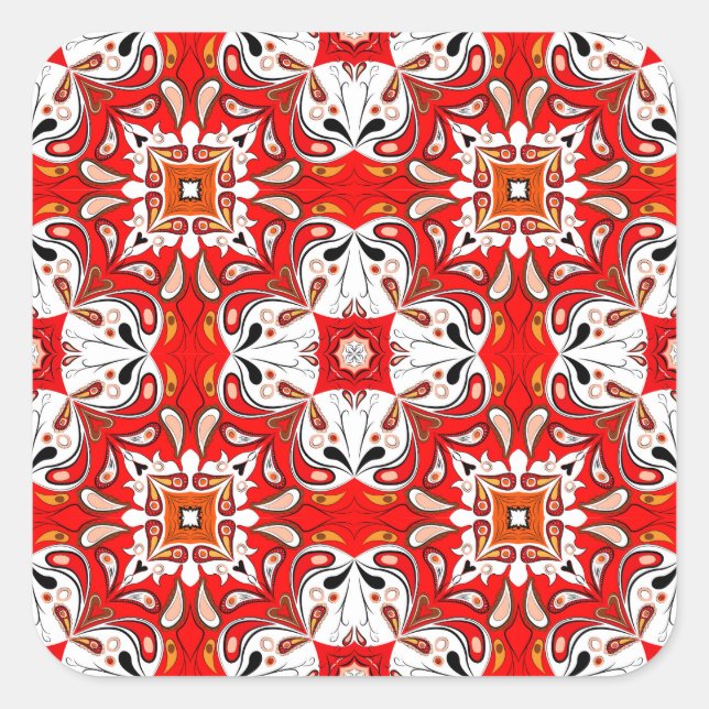 Portugiesische Keramik - Muster Quadratischer Aufkleber (Vorderseite)