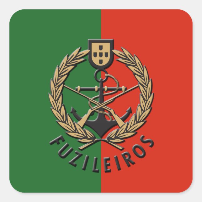 Portugiesische Marine "Fuzileiros" Quadratischer Aufkleber (Vorderseite)