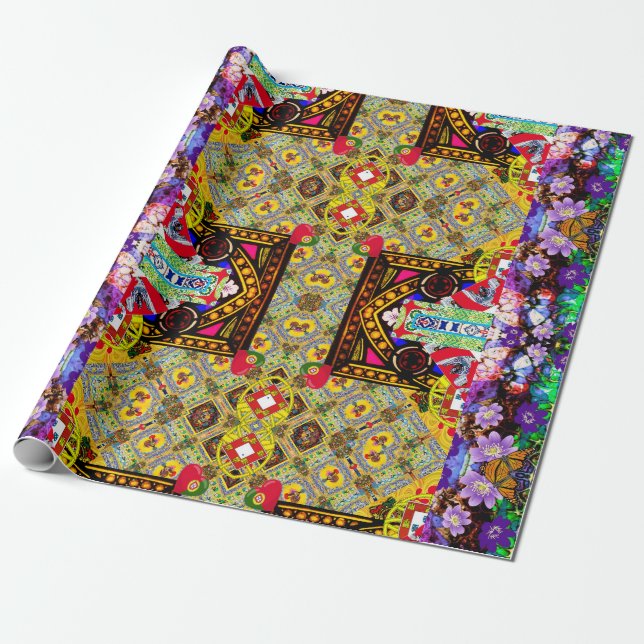 Portugiesische Muster Geschenkpapier (Ungerollt)