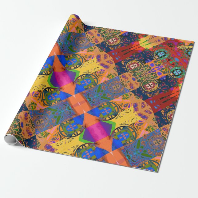 Portugiesische Muster Geschenkpapier (Ungerollt)