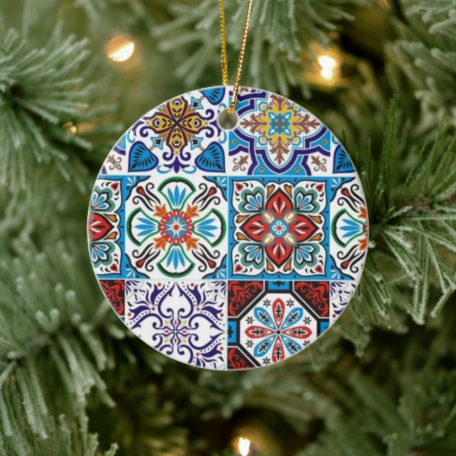 Portugiesische Muster Keramik Ornament (Baum)