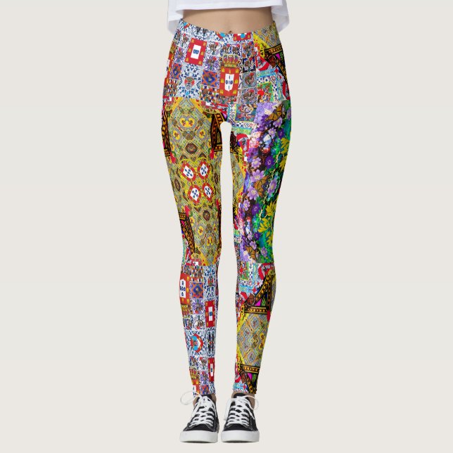 Portugiesische Muster Leggings (Vorderseite)