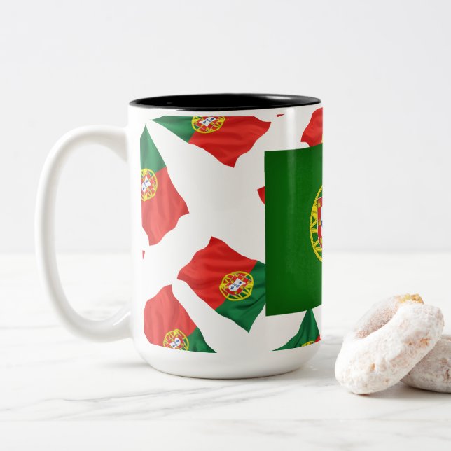Portugiesische Muster Zweifarbige Tasse (Mit Donut)
