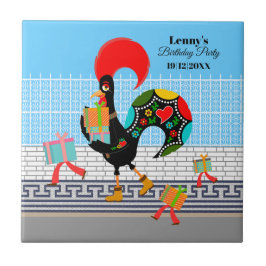 Portugiesische Rooster mit Geschenken 1. Geburtsta Fliese