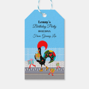 Portugiesische Rooster mit Geschenken 1. Geburtsta Geschenkanhänger